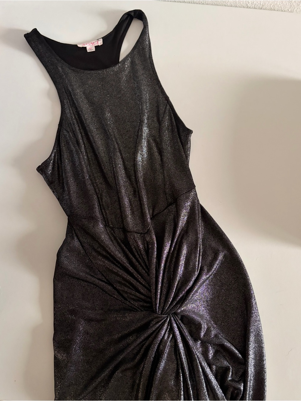 A’GACI Metallic Black Twist-Detail Dress